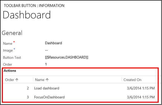 Appels à l'action pour un bouton de la barre d'outils