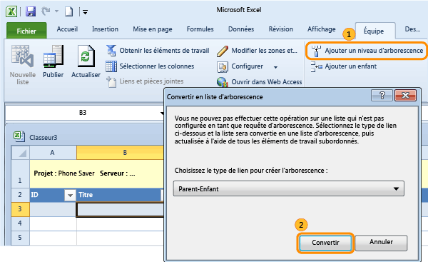 Convertir une liste plate en liste d'arborescence