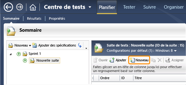 Créer un cas de test dans une suite