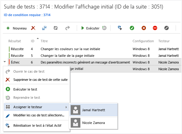 Réaffecter les tests à un autre testeur