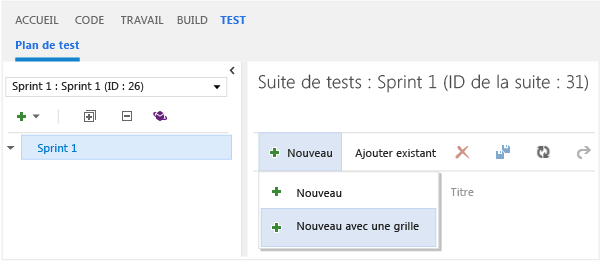 Créer des cas de test à l'aide de la grille