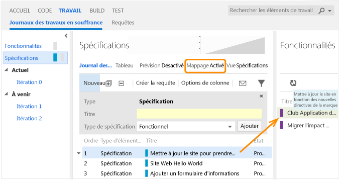 Mapper une spécification à une fonctionnalité