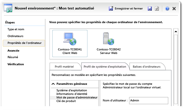 Assistant Environnement de LM - Page Propriétés de l'ordinateur