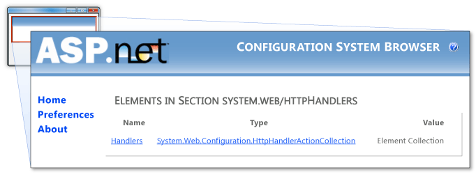 Configuration Browser - ELements in a Section