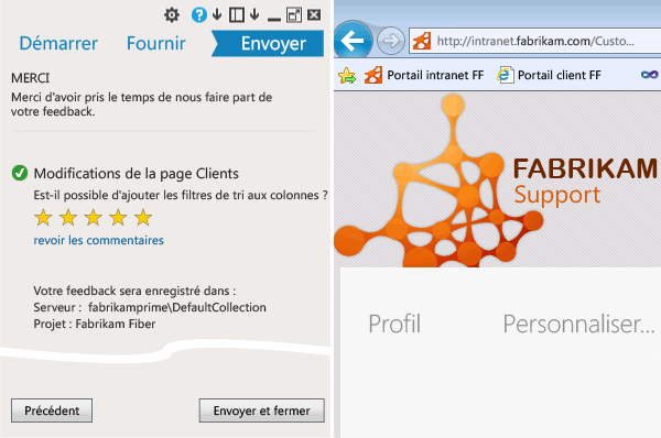 Page Envoyer du client commentaires