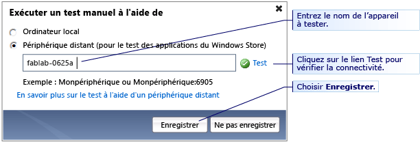 Sélectionner l'emplacement d'exécution du test