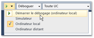 Démarrez le débogage et sélectionnez la cible