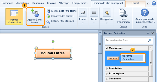 Enregistrer une forme personnalisée dans la catégorie Mes formes