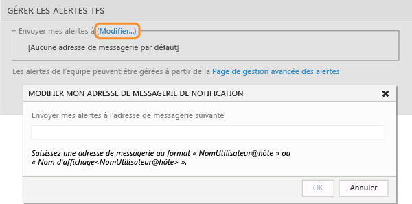 Configurer une adresse de messagerie pour des alertes