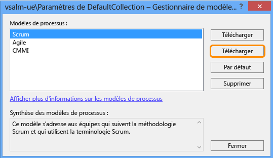 Sélectionner le modèle de processus à utiliser