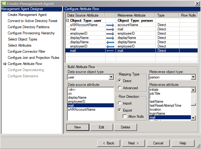 Configure attribute flow