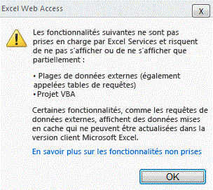 Message d'erreur de fonction non prise en charge pour VBA