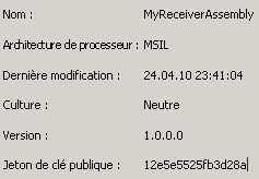 Propriétés de l’assembly dans GAC