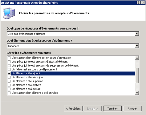 Assistant de personnalisation SharePoint