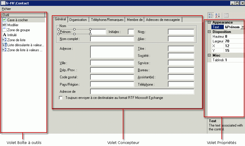 Modèle de détails avec légendes des espaces de travail