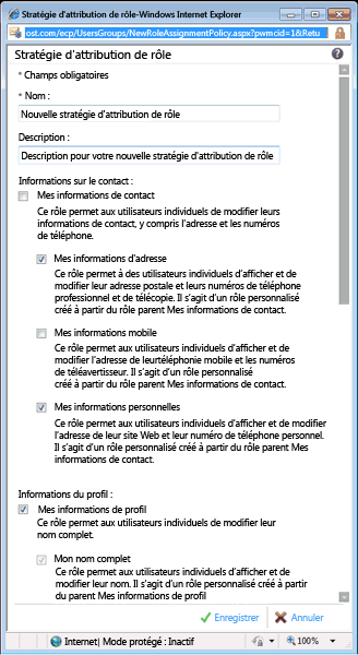 Boîte de dialogue Stratégie d’attribution de rôle du répertoire virtuel ECP