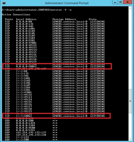 Utilisation de netstat pour vérifier le port.