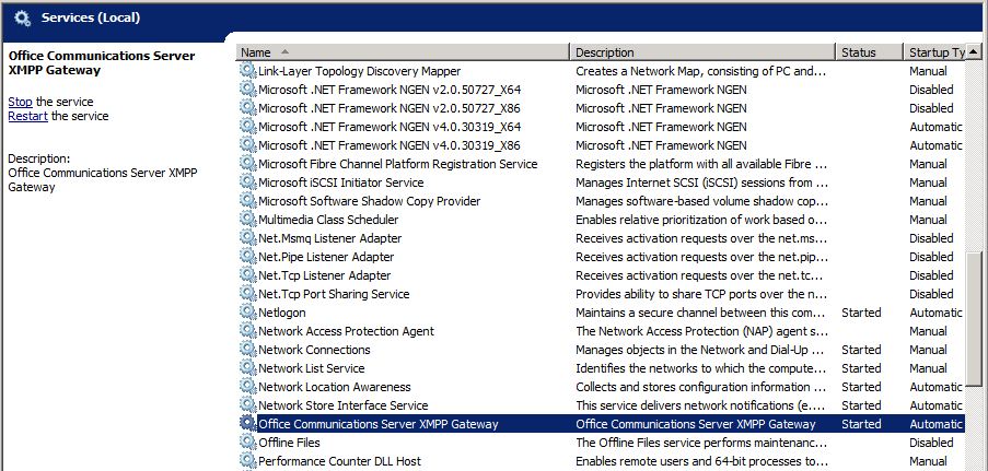 Communications Server XMPP Gateway Service