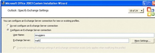 Configuration d’un compte Exchange dans Office 2003 CIW