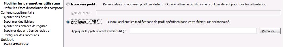 Appliquer l’option de fichier de profil Outlook (PRF) dans le profil Outlook de l’OPO