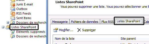 Étiquette Outlook pour le magasin SharePoint