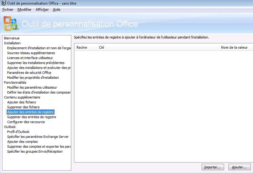 Ajouter la section d’entrées de registre de l’OPO