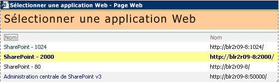 Office SharePoint Server : boîte de dialogue d’application Web