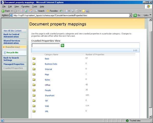 Mappages des propriétés de document : affichage des propriétés analysées