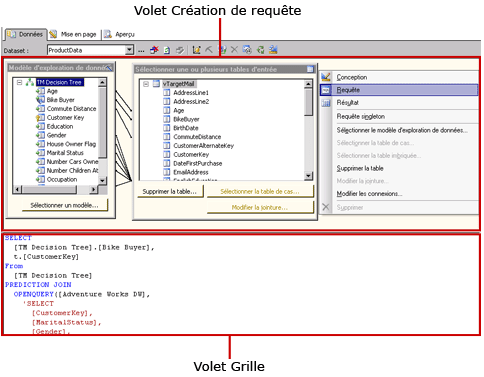 Concepteur de requêtes DMX Analysis Services, requête