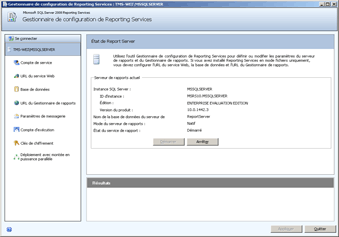 Outil de configuration de Reporting Services