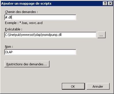 Capture d'écran de la boîte de dialogue Ajouter un mappage de scripts