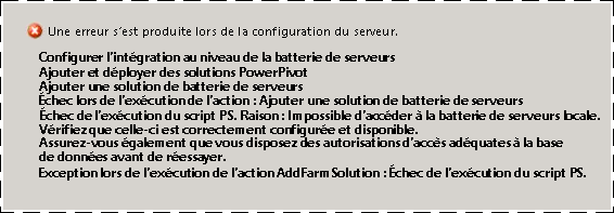 Erreur dans l'outil de configuration