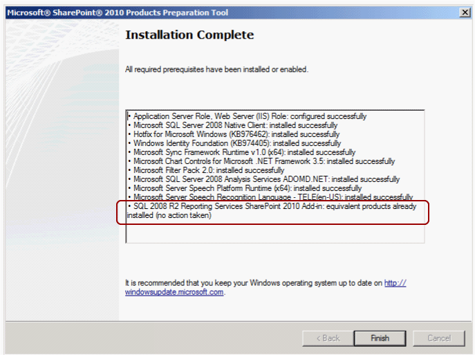 Le complément SSRS est déjà installé.