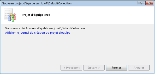 Création du projet d'équipe réussie
