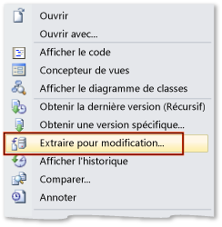 Extraire le fichier à partir du contrôle de code source