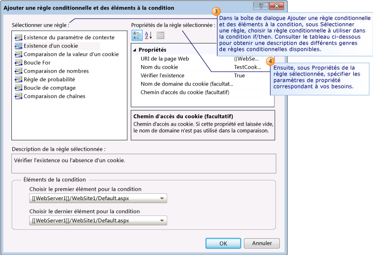 Ajout de règles et de propriétés de conditions de branche