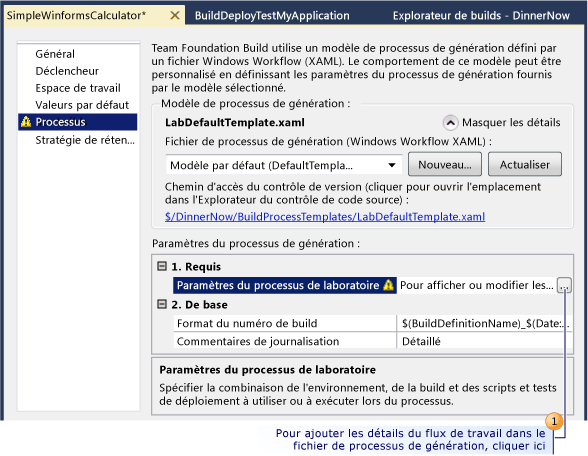 Ajouter les détails pour le flux de travail