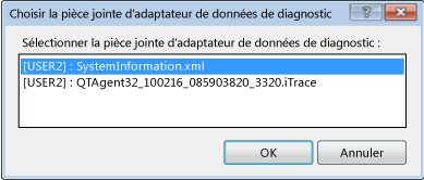 Boîte de dialogue Sélection de la pièce jointe d'adaptateur de données de diagnostic
