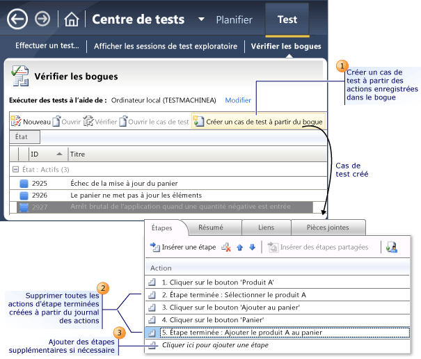 Créer un cas de test à partir d'un bogue