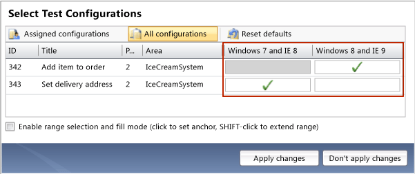 Sélection de configurations de test pour un cas de test