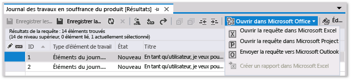 Envoyer par courrier électronique la liste des résultats de la requête