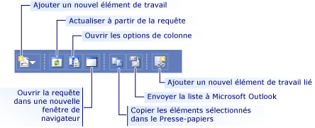 Barre d'outils pour le WebPart Résultats de la requête