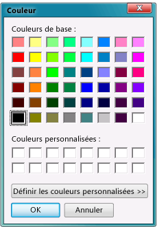 Boîte de dialogue Couleur