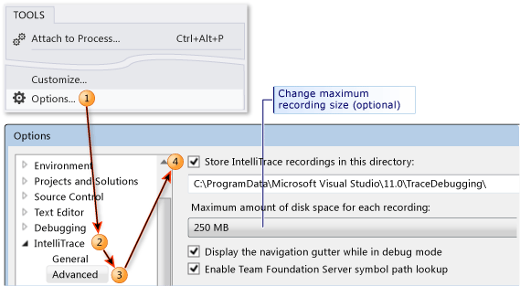 Enregistrer automatiquement une session IntelliTrace