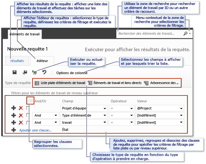 Outils de requête (Team Web Access)