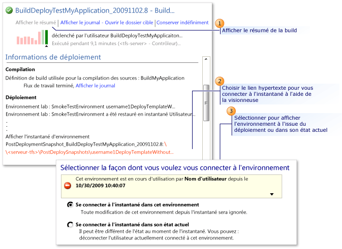 Se connecter à l'environnement à partir de vos résultats de build