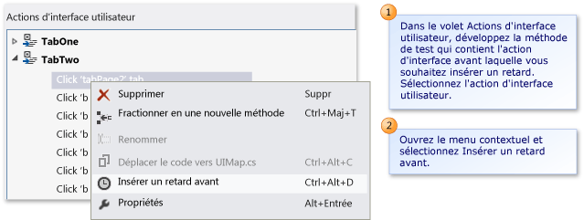 Insérer un retard avant une action d'IU