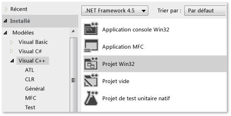 Création d’un projet Win32 C++