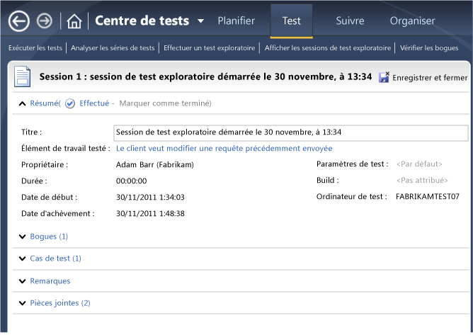 Microsoft Test Manager - Sessions de test exploratoires