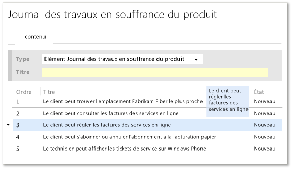 Faites glisser l'élément pour en modifier la priorité